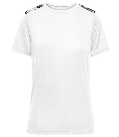 Maillot running - Femme - JN523 - blanc, gris et noir