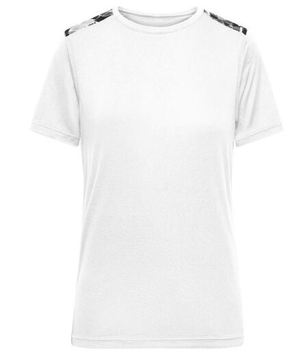 Maillot running - Femme - JN523 - blanc, gris et noir