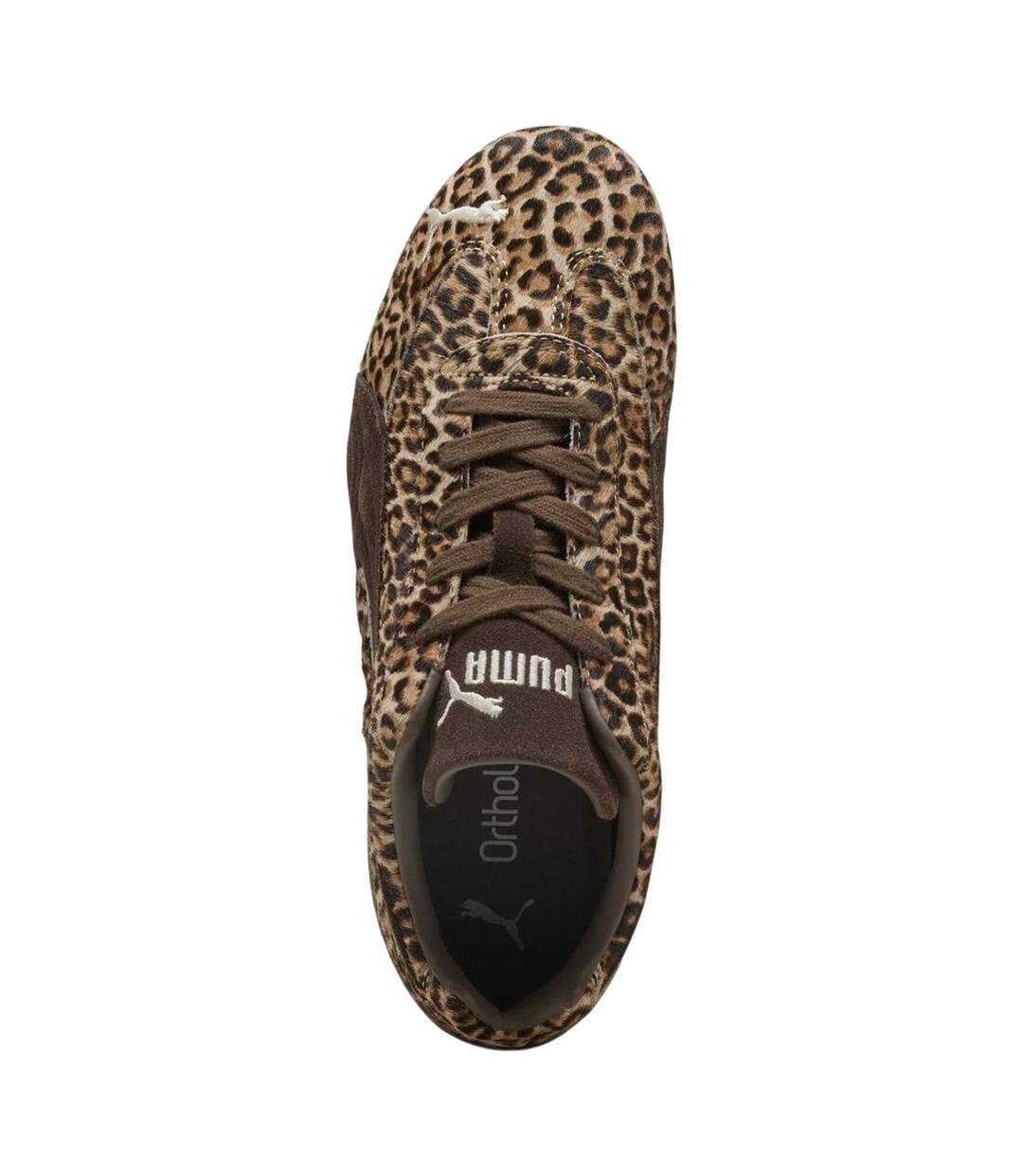 Womens/ladies Speedcat Leopard Print Flat Trainers Brown Puma-3