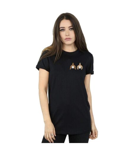 Disney Womens/Ladies Chip N Dale Backside Breast Print Cotton Boyfriend T-Shirt (Noir) - UTBI49511