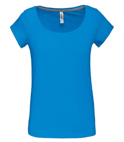 T-shirt col bateau - Femme - K384 - bleu tropical