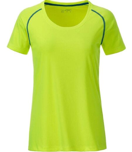 Maillot running respirant - Femme - JN495 - jaune et bleu vif