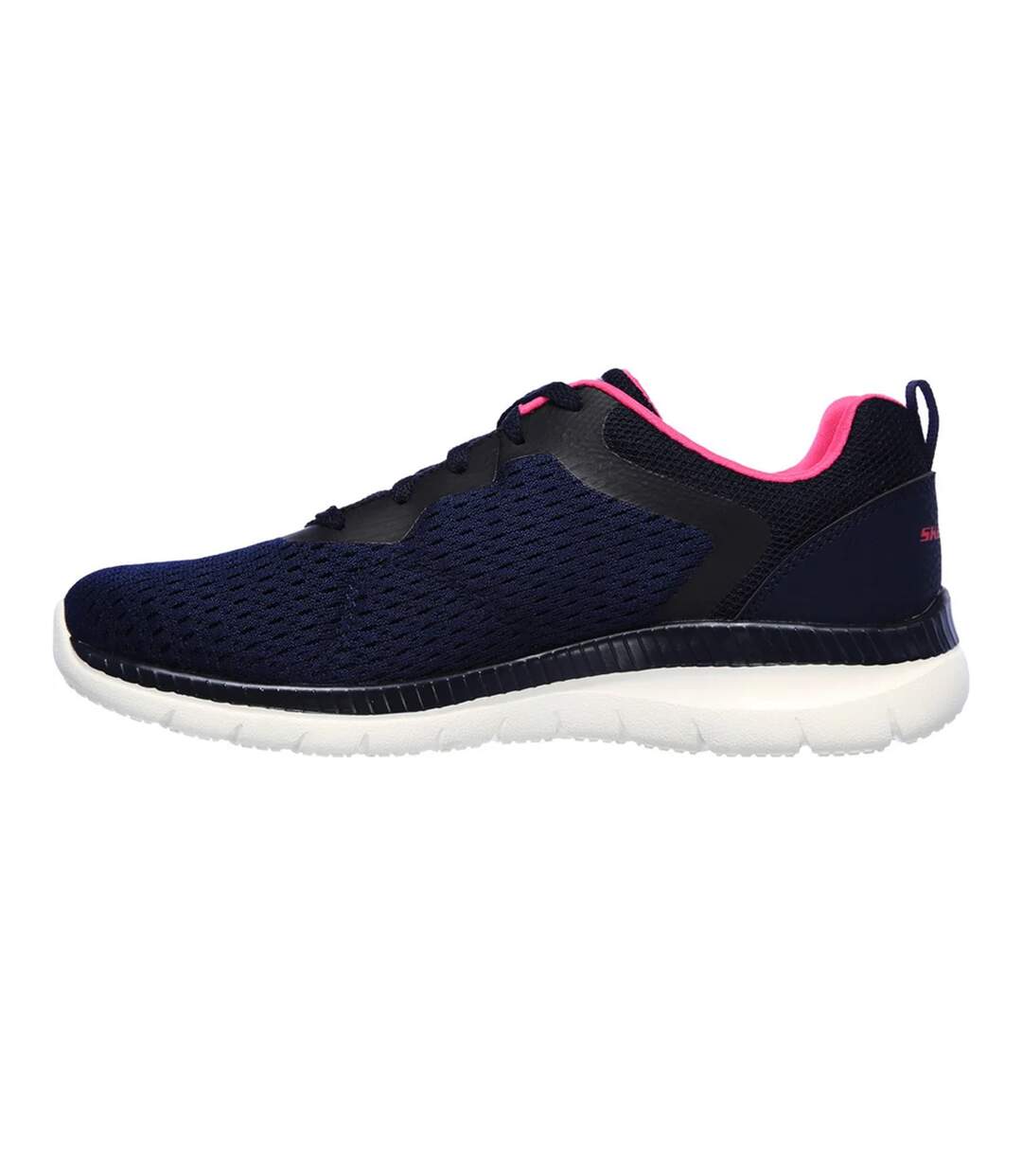 Womens/ladies bountiful quick path plain trainers navy/hot pink Skechers-2