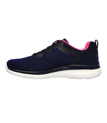 Womens/ladies bountiful quick path plain trainers navy/hot pink Skechers