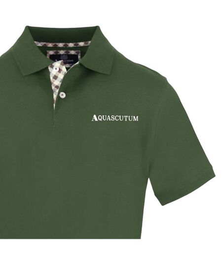 Polo Motif/style Logo Brodé Homme Vert Kaki Aquascutum