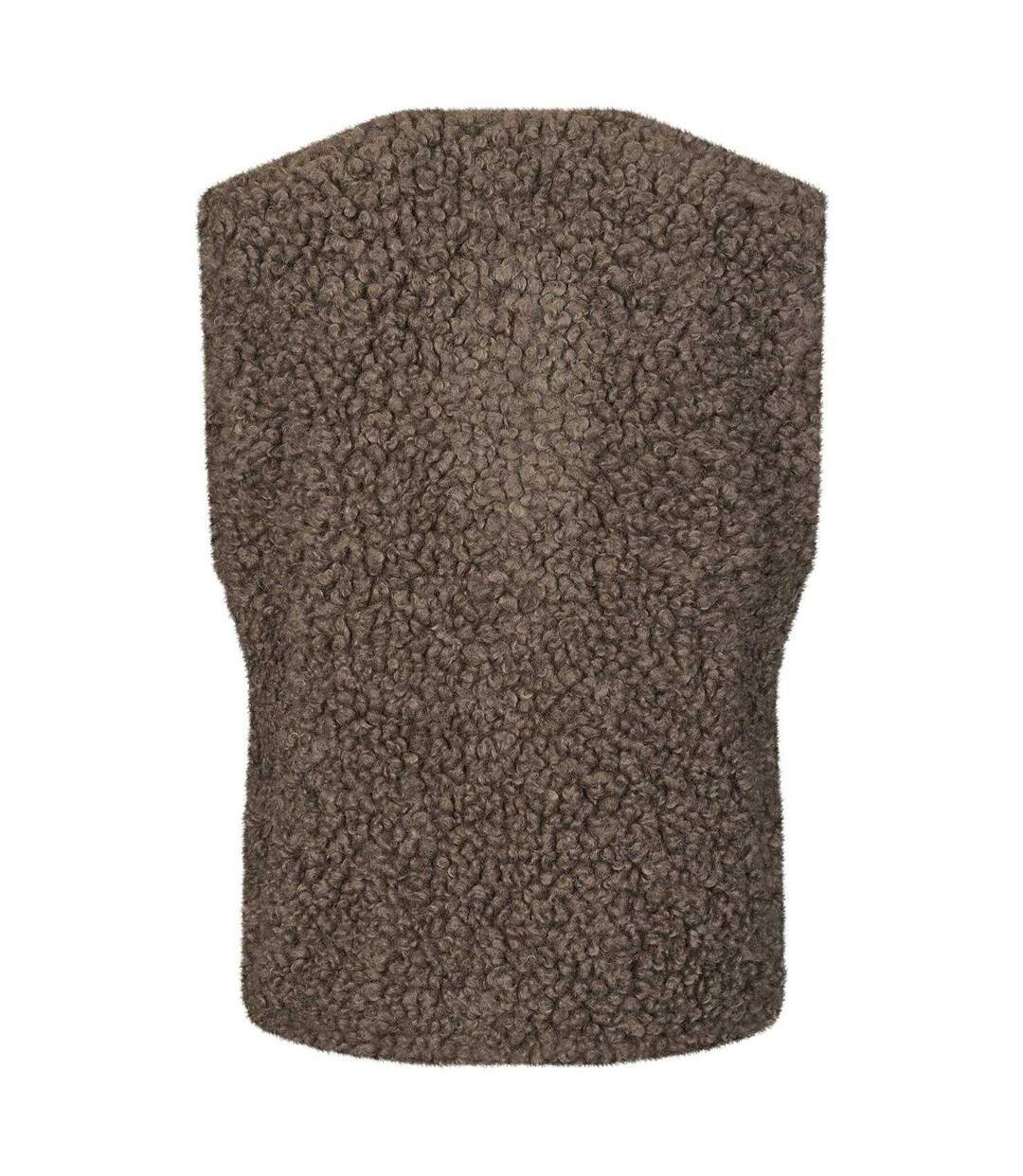 Manteau Gilet Court Teddy Femme Marron Foncé Lollys Laundry-3
