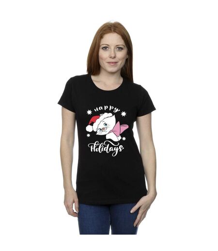 Disney T-shirt en coton Femmes/Ladies The Aristocats Happy Holidays (Noir) - UTBI8508