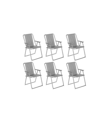 Lot de 6 Chaises de Camping Pliantes Grecia 74cm Gris