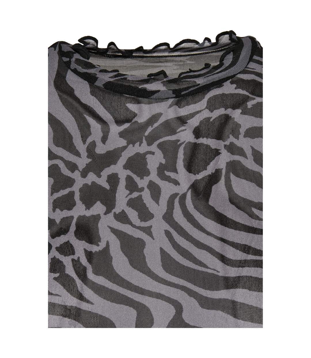 Haut Manches Longues Motif/style Imprimé Intégral Femme Anthracite Noir Urban Classics-4
