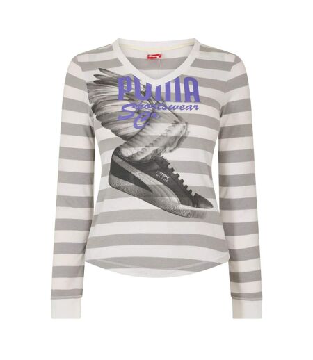 Womens/ladies Clyde Long-sleeved T-shirt White Puma