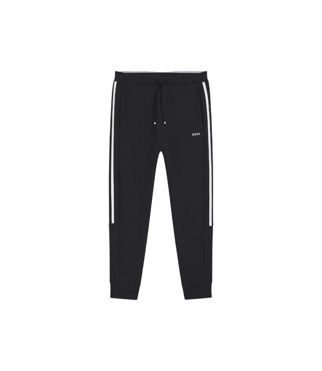Mens Hadikonos Side Stripe Tapered Joggers Dark Blue Boss-1