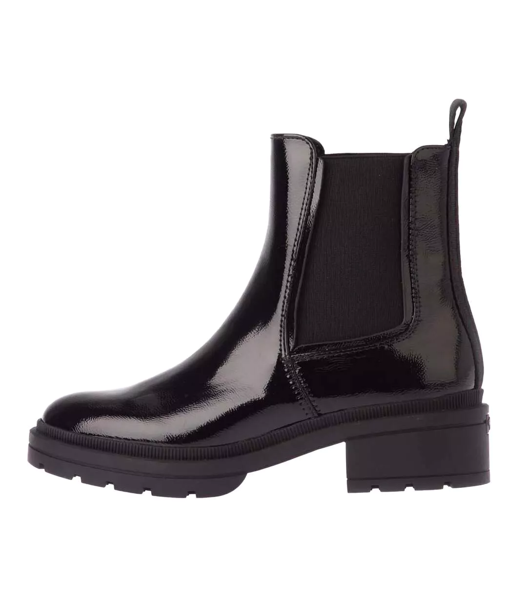 Womens/ladies Iggie Patent Faux Leather Chelsea Boots Black Rocket Dog-3