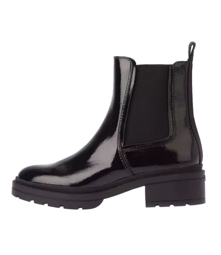 Womens/ladies Iggie Patent Faux Leather Chelsea Boots Black Rocket Dog