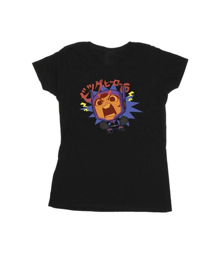 Disney Femme/Les femmes Big Hero 6 Baymax Hiro Angry Manga Cotton T-Shirt (Noir) - UTBI48407