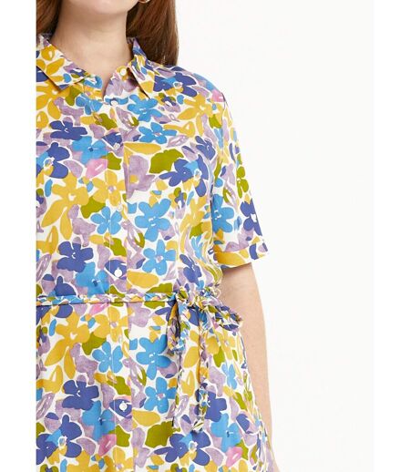 Robe-chemiser droite courte motif fleuri