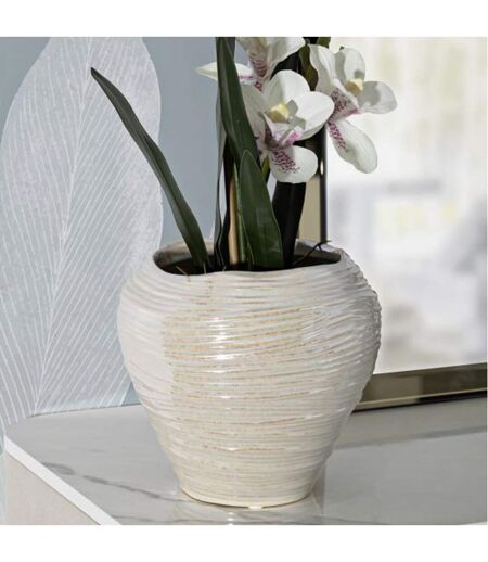 Vase Rond en Céramique Perly 22cm Blanc