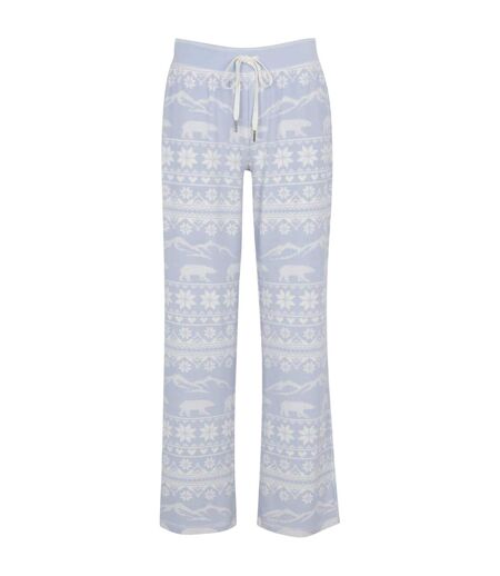 Womens/ladies Snowflake Relaxed Fit Christmas Lounge Pants Light Blue PJ Salvage