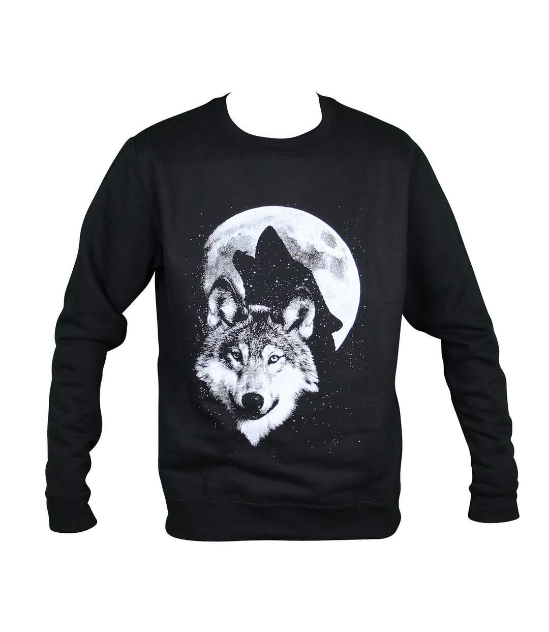 Sweat-shirt motif loups - 19955 - homme - noir-1