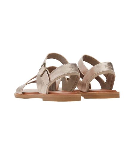 Womens/ladies sloane leather sandals gold Toms