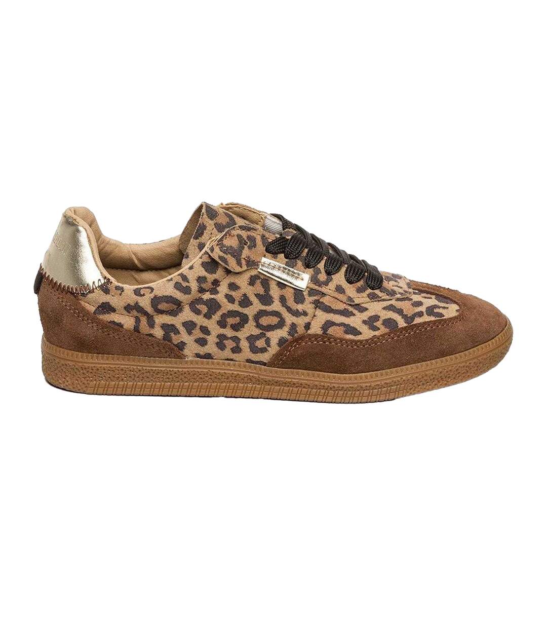Baskets Basses En Suède À Imprimé Léopard Pour Enfants Beige Noir Steve Madden-1