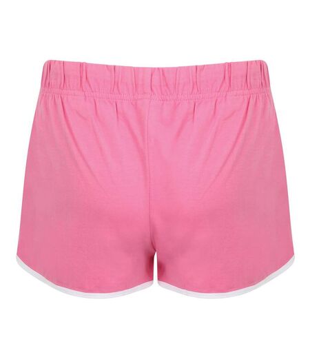 Short de sport rétro femme rose/blanc Skinni Fit