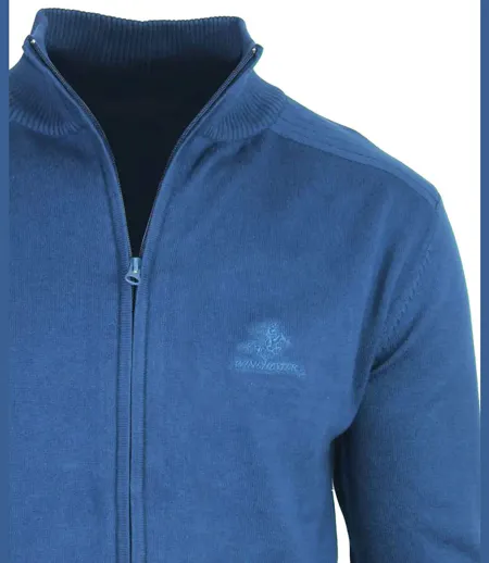 Cardigan Zippé Homme Bleu Winchester 100% Coton Doux & Confortable