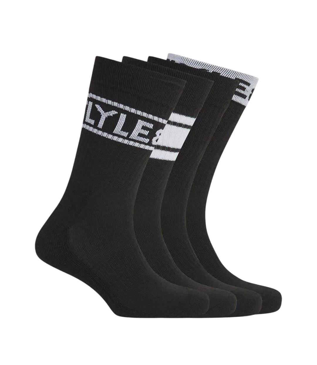 Mens Ackley Crew Socks Black Lyle & Scott-1