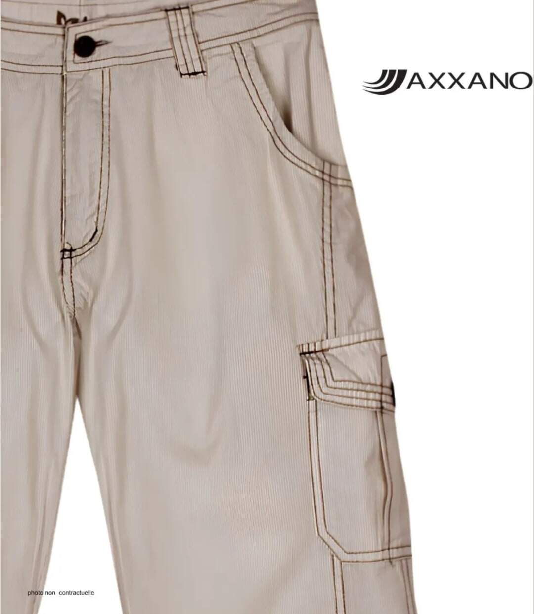 AXXANO AE1271B - Pantacourt femme à rayures beige et blanc en pur coton-4