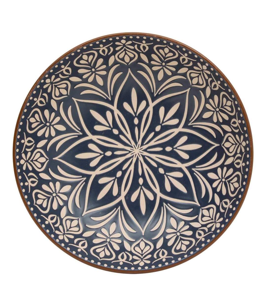 Lot de 6 Assiettes Creuses en Céramique Inès 20cm Bleu-1