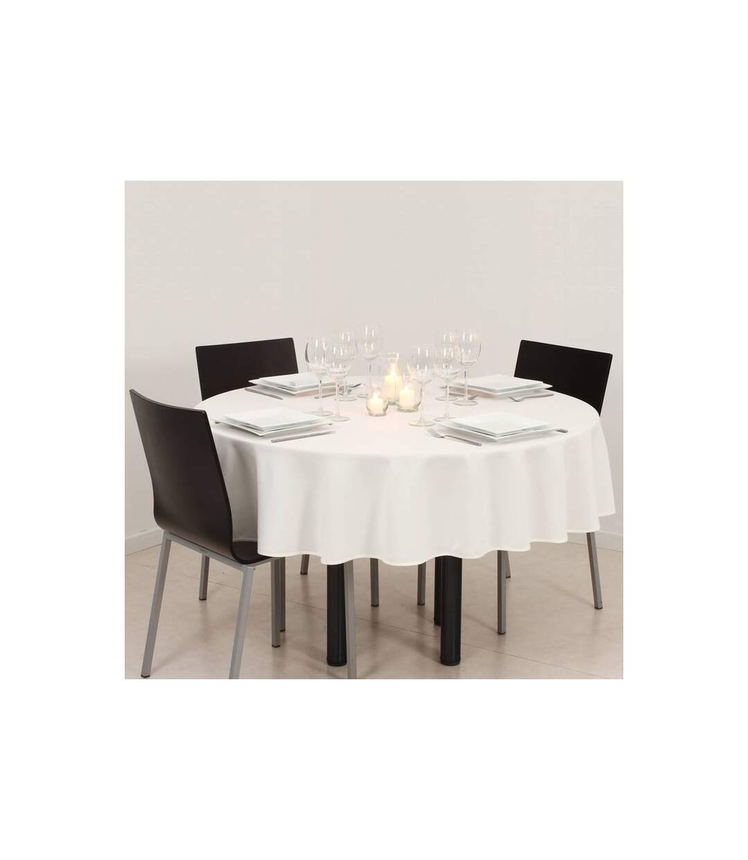Nappe Antitache Ronde Unie 180cm Ivoire-5