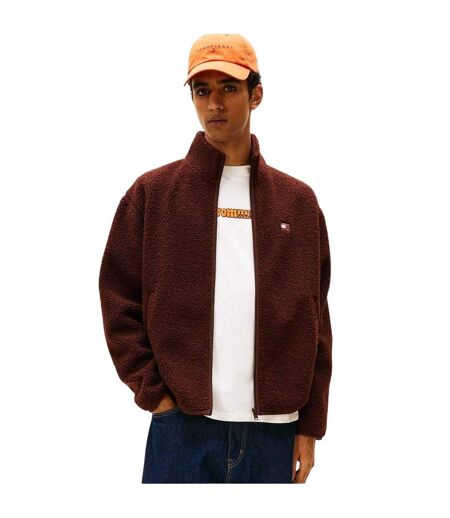Mens Teddy Fleece Regular Fleece Jacket Brown Tommy Jeans