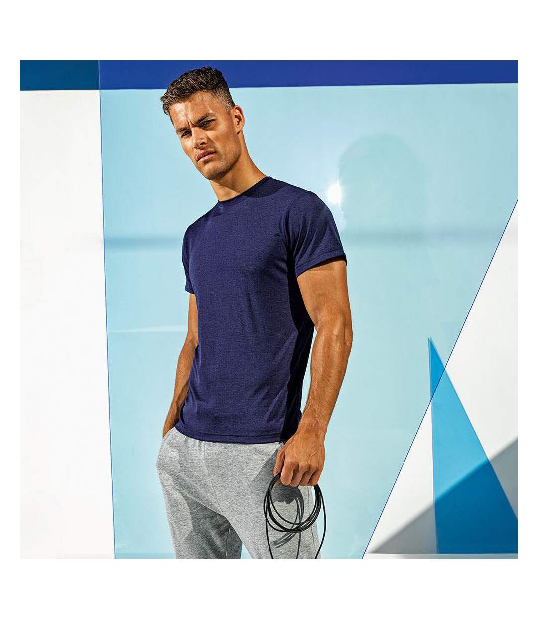 T-shirt de fitness à manches courtes homme bleu roi Tri Dri-2