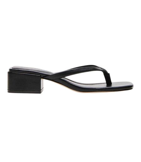 Womens/ladies Caribbean Leather T-bar Flip Flops Black Steve Madden