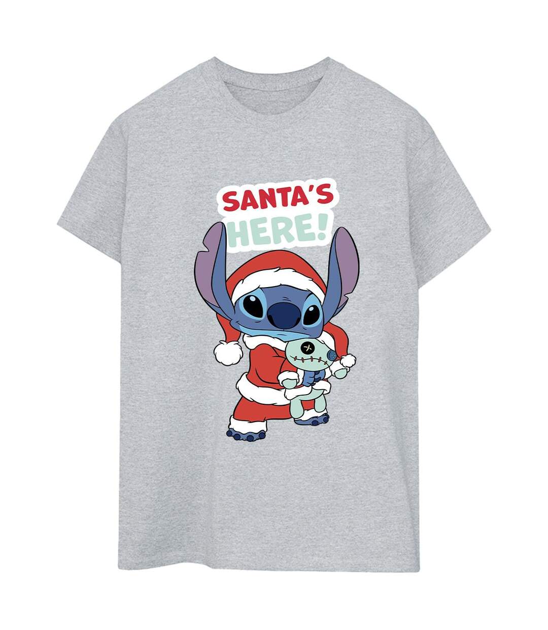 Disney Womens/Ladies Lilo & Stitch Santa's Here - T-shirt boyfriend en coton (Gris sportif) - UTBI30565-1