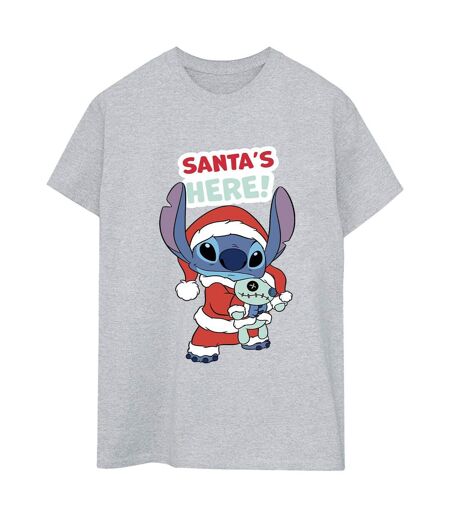 Disney Womens/Ladies Lilo & Stitch Santa's Here - T-shirt boyfriend en coton (Gris sportif) - UTBI30565