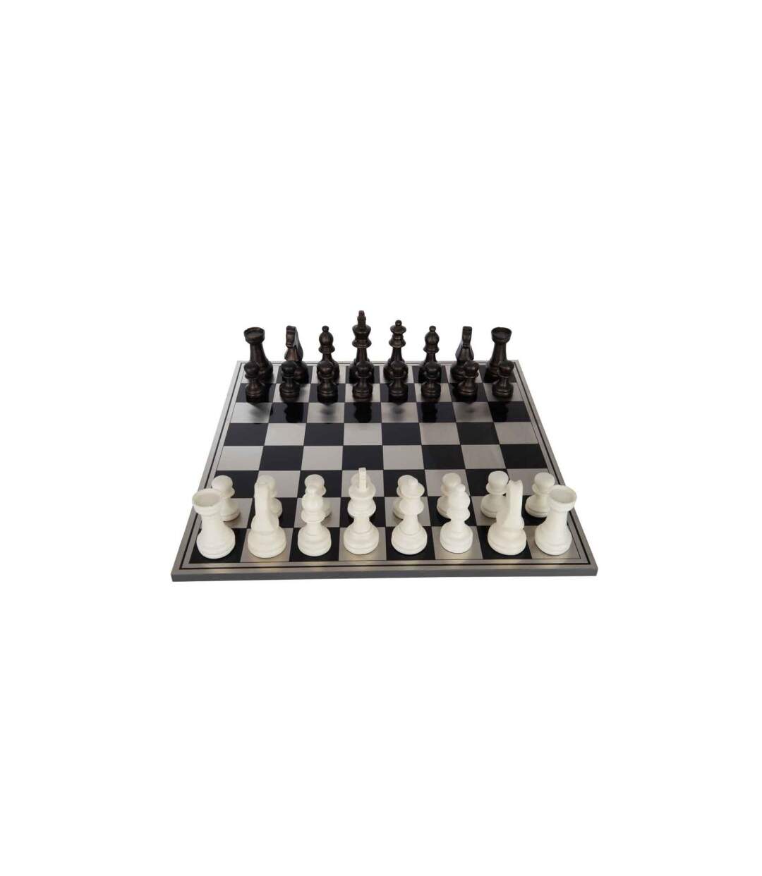 Jeu d'Échecs Déco Vintage 61cm Blanc & Marron-2