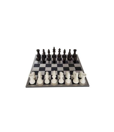 Jeu d'Échecs Déco Vintage 61cm Blanc & Marron