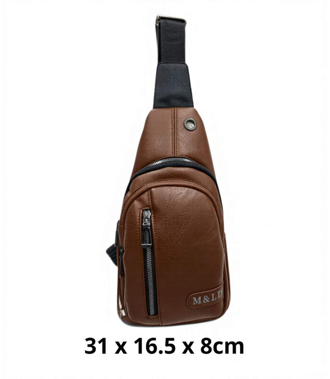 Sac body-bag en simili cuir marron pour homme - élégance décontractée avec poches multifonctions-1