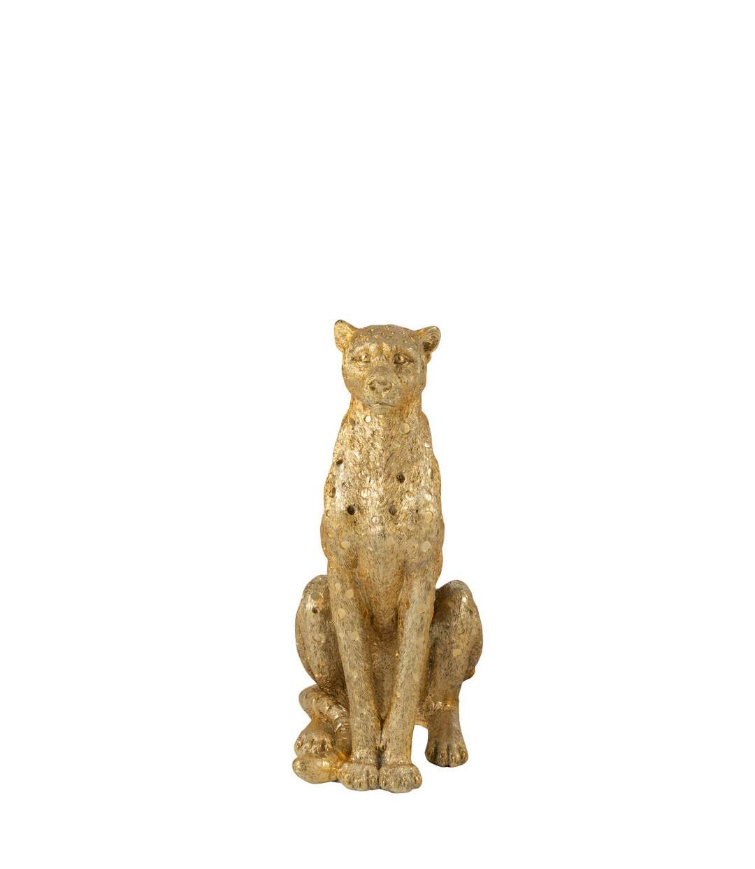 Statue Léopard Assis Odis 60cm Doré-3