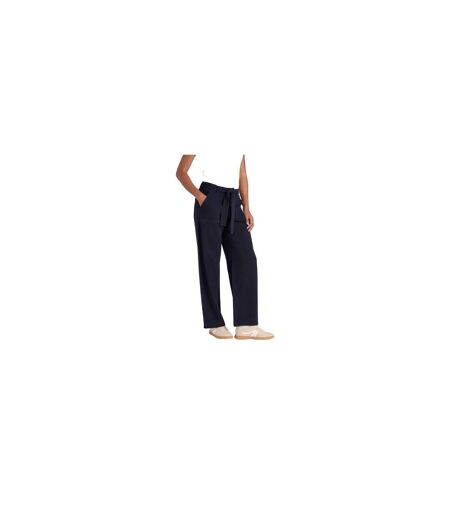 Womens/ladies High Waist Straight Leg Trousers Navy Animal