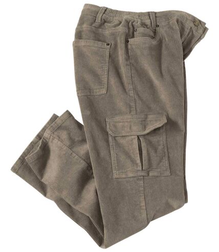 Men's Taupe Corduroy Cargo Pants
