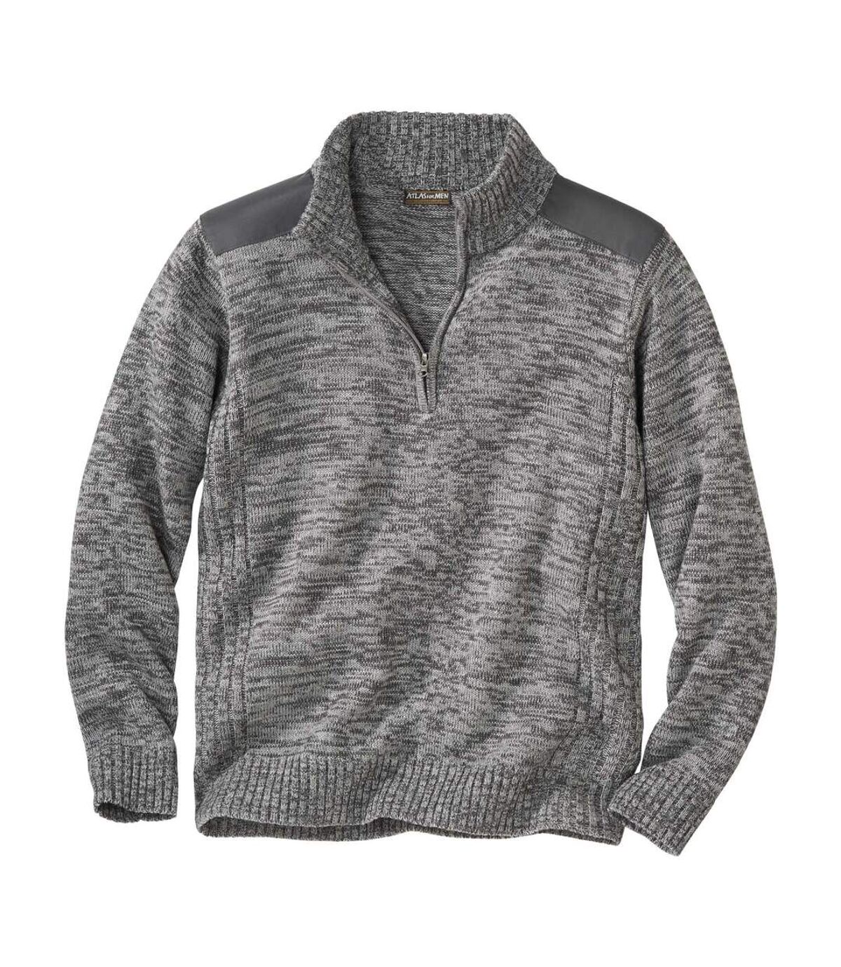 Men's Gray Half Zip Knit Sweater  Atlas For Men
