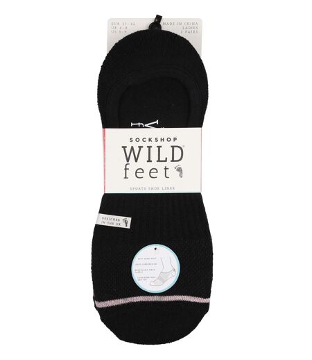 Wild Feet - 2 Pk Ladies Cotton Invisible Sport Socks