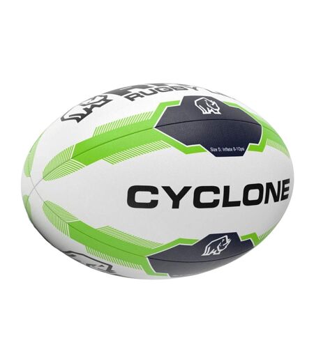 Ballon de rugby cyclone taille 4 blanc / vert / noir Rhino