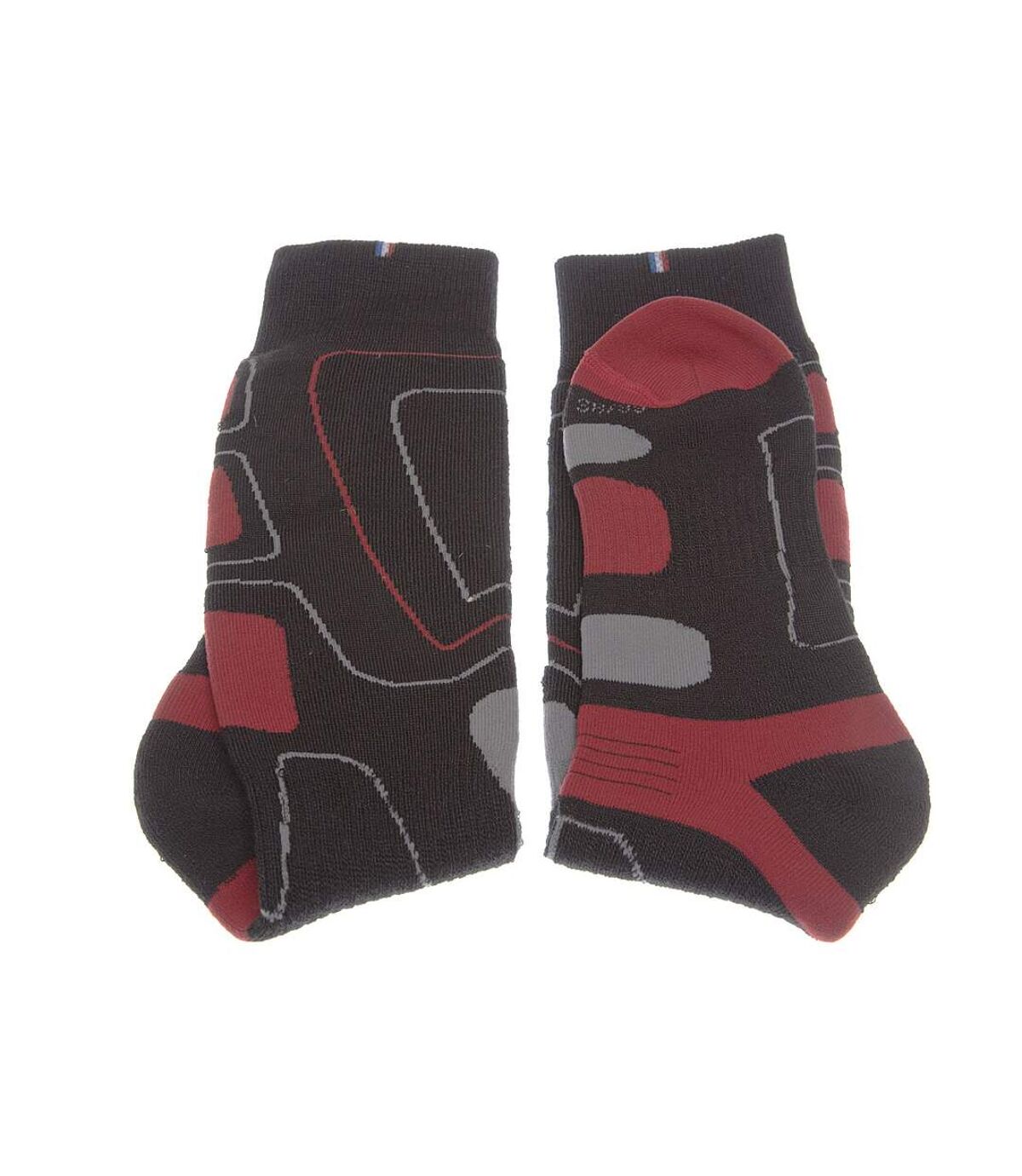 Chaussette Longues - 1 paire - Resserrage cou de pied - Non comprimantes - Bouclette talon et orteil - Pointe colorée - Ski - Chaude - Acrylique - Noir - Vanoise rouge