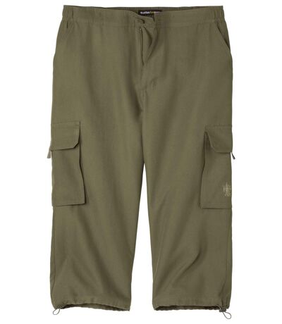 Men's Microfibre Cropped Cargo Pants - Khaki 