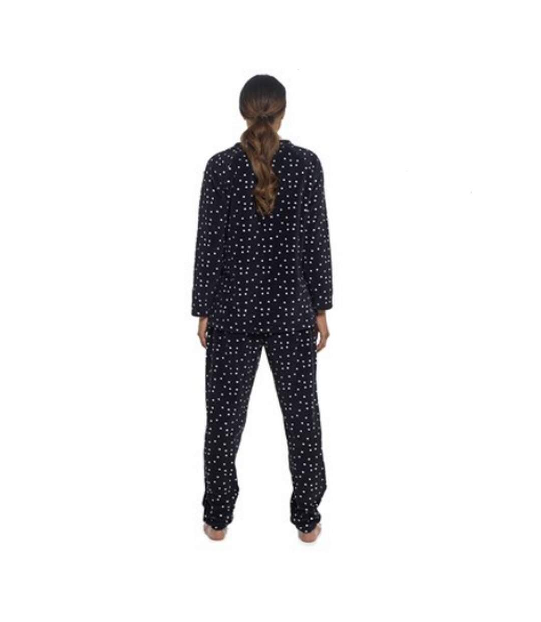 Womens/ladies panda twosie pyjama set black Foxbury-2