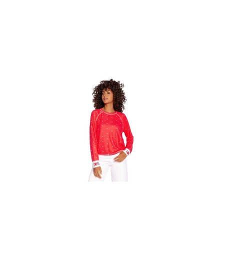 Pull Manches Raglan Motif/style Cœurs Loved Femme Rouge PJ Salvage