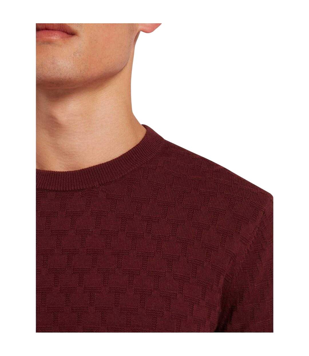 Pull Motif/style Points De Couture Homme Bordeaux Foncé Ted Baker-4