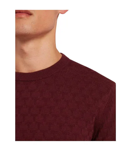 Pull Motif/style Points De Couture Homme Bordeaux Foncé Ted Baker